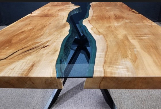 Wooden Table With Glass